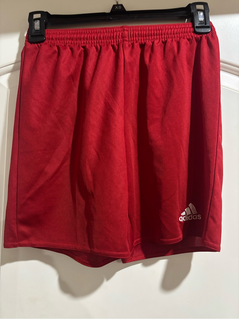 adidas Women's Red Athletic Shorts with White Logo